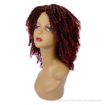 Factory Cheap Ruby Ombre Dread Lock wig 10 inch Synthetic Replaced wig Synthetic Cosplay Wig For men